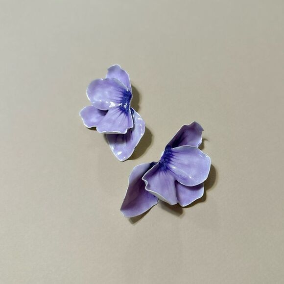 Purple flower earrings N605 - Picture 2 of 4